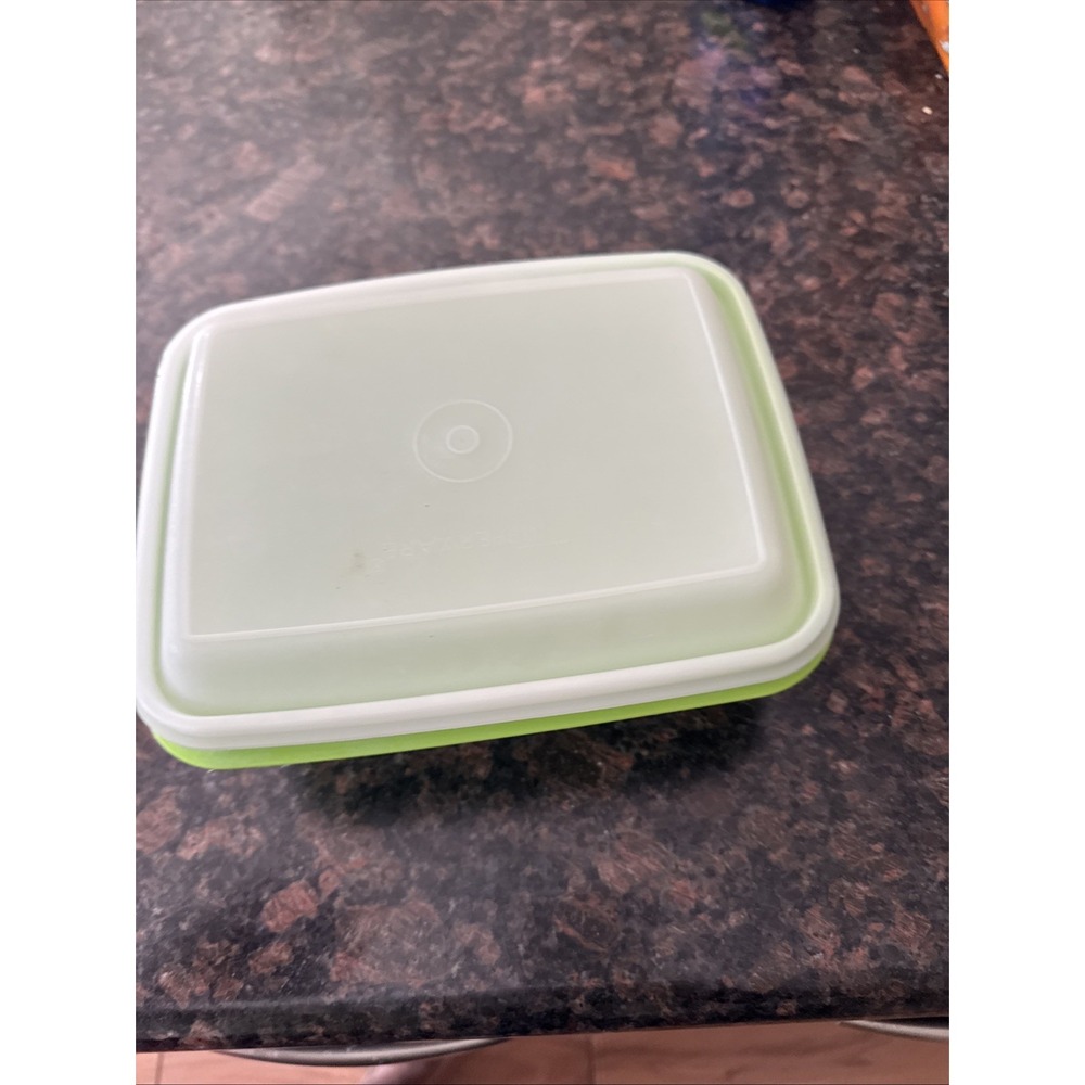 Vintage TUPPERWARE 1254 FREEZE-N-SAVE Ice Cream Storage Container - Green - EUC